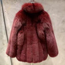 Burgundy Natural Fox Fur Jacket