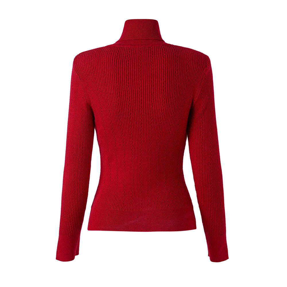 Top Sia in lana a maniche lunghe in rosso
