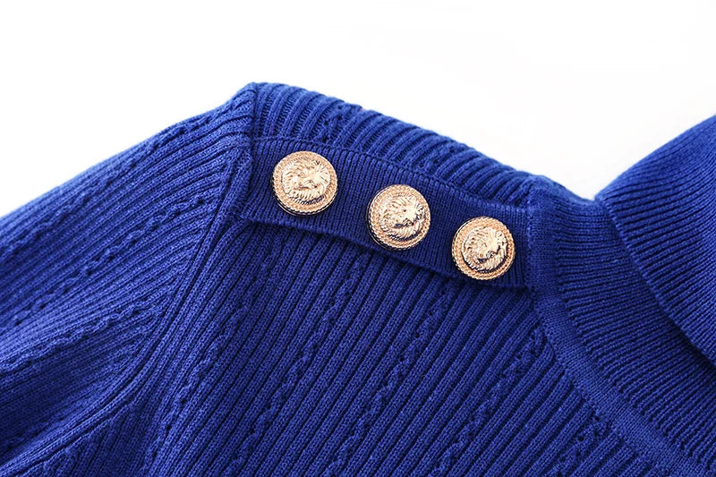 Top Sia in lana a maniche lunghe in blu reale