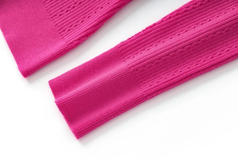 Top Sia in lana a maniche lunghe in fucsia