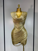 Golden Cascade Mini Dress
