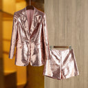 Set da due pezzi con paillettes Larissa color champagne 