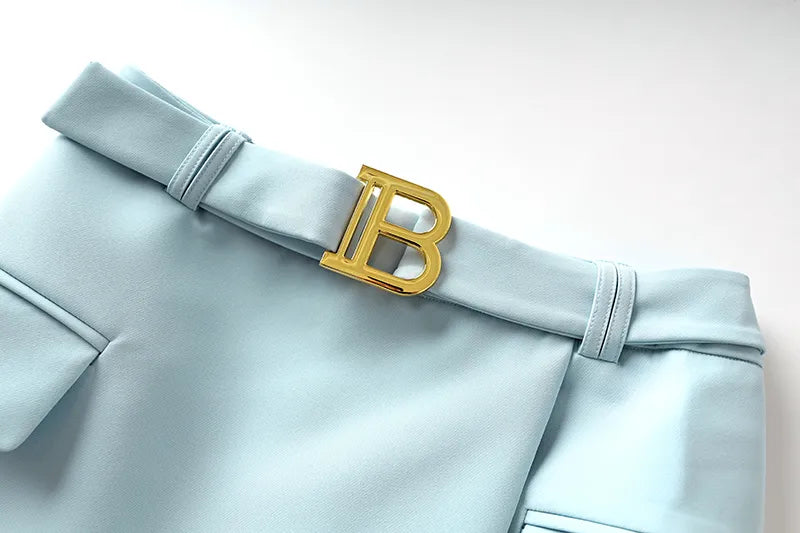 Set gonna due pezzi in azzurro cielo