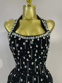 Midnight Crystal Halter Bandage Dress