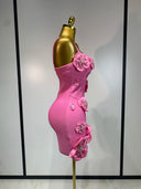 Pink flower bandage dress side view