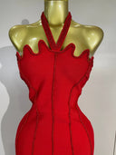 Scarlet Sculpt Beaded Gown