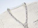 Rhinestone V-Neck Long Sleeve Single-Breasted Knit Cardigan