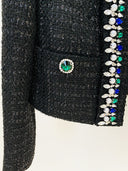 Double Breasted Black Tweed Blazer