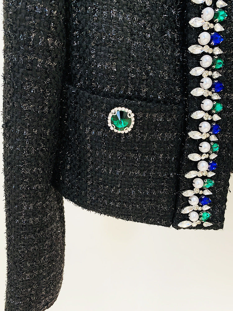 BLAZER CRUZADO DE TWEED NEGRO 
