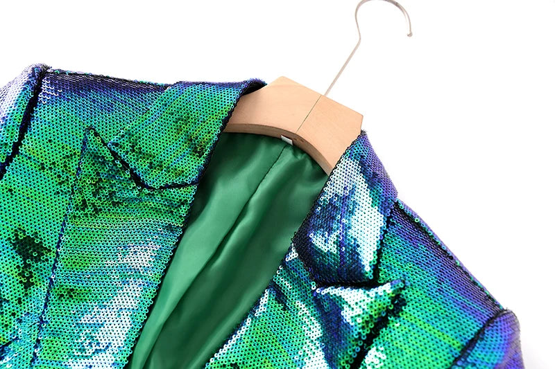 Conjunto de dos piezas de lentejuelas Larissa en verde 