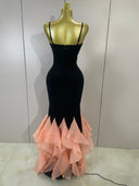 Rosé Noir Ruffle Gown