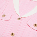 Pink knit dress flap pocket with gold button