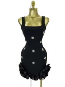 Crystal Ruffle Sleeveless Bodycon Mini Bandage Dress