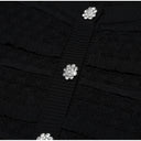 Black cardigan crystal flower button detail