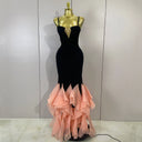 Rosé Noir Ruffle Gown