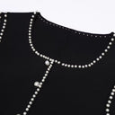Pearl Edge Knitted Long Sleeve Top & Slim Fit Sleeveless Dress Set