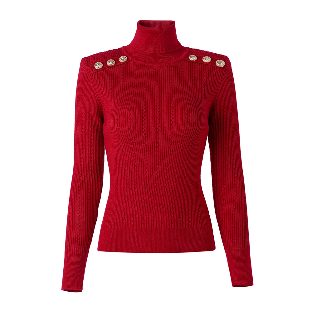 Top Sia in lana a maniche lunghe in rosso