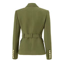 Army Green Belted Blazer with Pockets