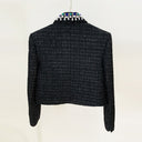 Double Breasted Black Tweed Blazer
