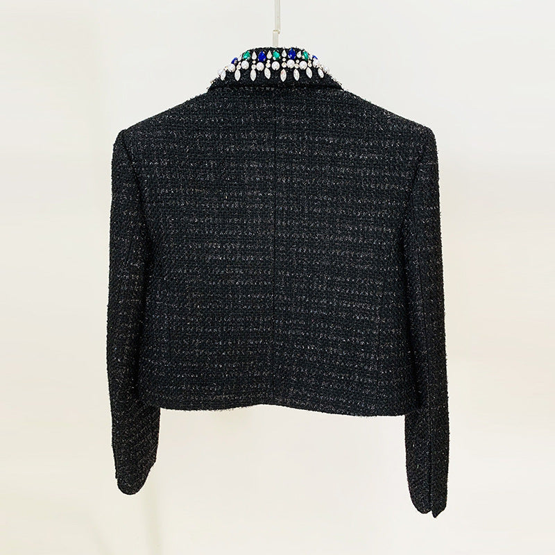 BLAZER CRUZADO DE TWEED NEGRO 