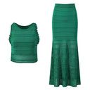 Elegant Knit Hollow Out Ruffle Crop Top and Long Skirt Set