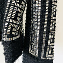 Double Breasted Black Embellished Tweed Blazer