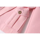 Baby Pink Belted Blazer with Pockets
