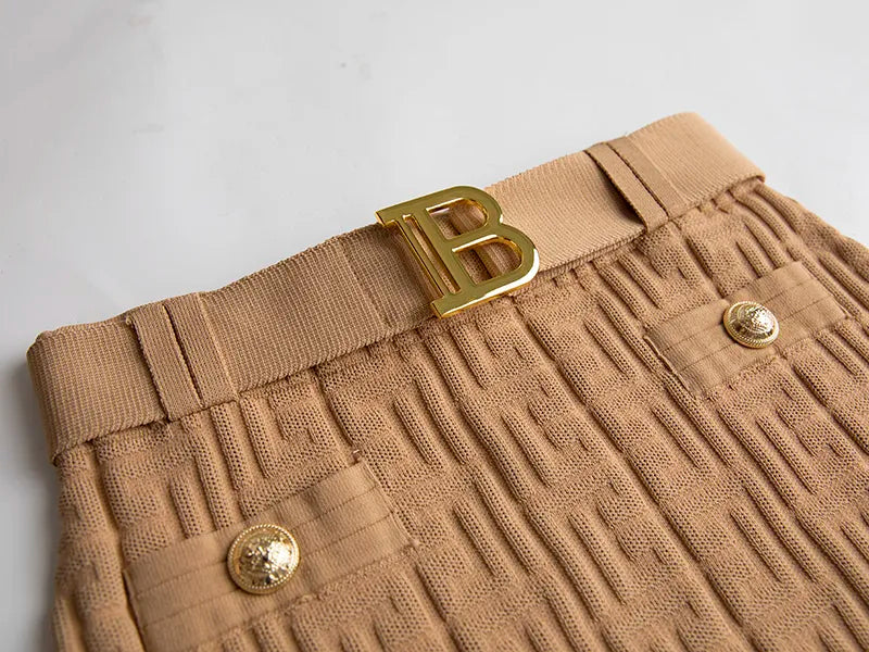 Set gonna retrò in due pezzi in beige
