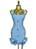 Crystal Ruffle Sleeveless Bodycon Mini Bandage Dress