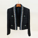 Double Breasted Black Tweed Blazer