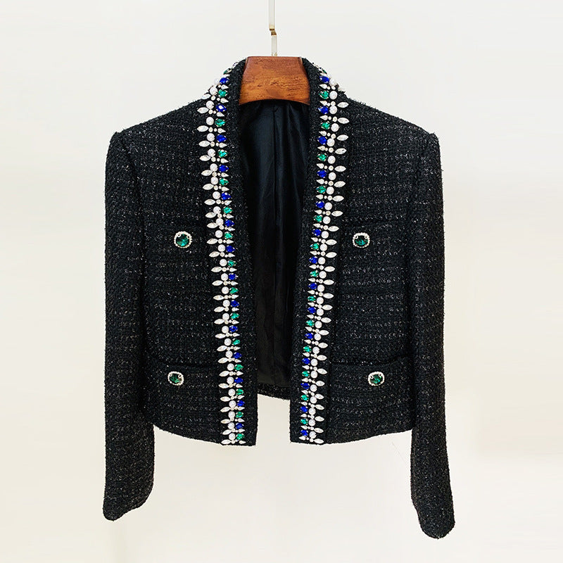 BLAZER CRUZADO DE TWEED NEGRO 