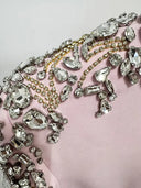 Diamond Beaded Long Sleeve Elegant Dress