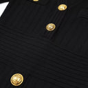 Classic Slim Fit V-Neck Short Sleeve Button Knit Mini Dress