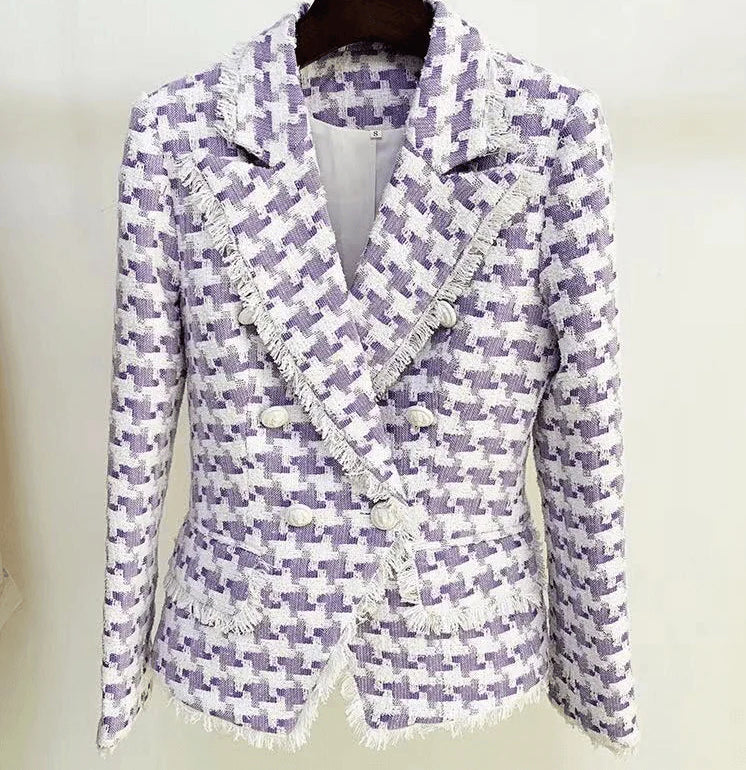 BLAZER IN TWEED VIOLA/BIANCO 