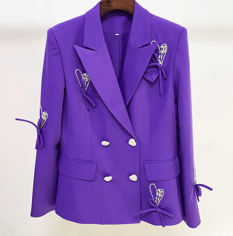 BLAZER DOPPIOPETTO VIOLA CON STRASS 