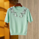 Top in lana a maniche corte Lara