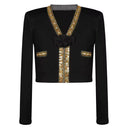 Elastic Knit 3D Floral Beaded Long Sleeve Cardigan & Slim Half Skirt Set