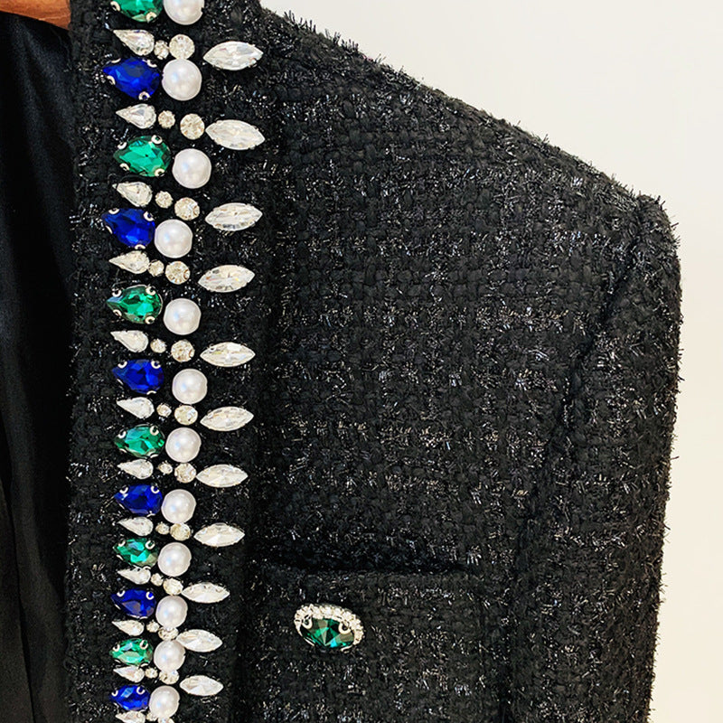 BLAZER CRUZADO DE TWEED NEGRO 