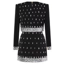 Luxurious Handmade Beaded Long Sleeve Top & Hip-Hugging Half Skirt Set
