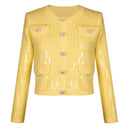 Luxury Sequin Knit Diamond Button Cardigan & Slim Fit Pencil Skirt Set