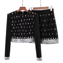 Luxurious Handmade Beaded Long Sleeve Top & Hip-Hugging Half Skirt Set