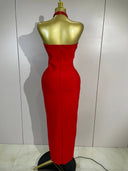 Scarlet Sculpt Beaded Gown