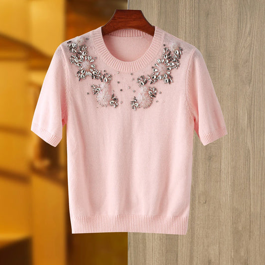 Top in lana a maniche corte Lara
