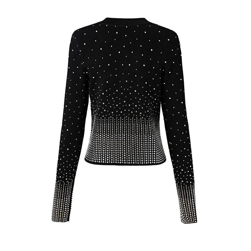 Jersey Rula de lana de manga larga con pedrería