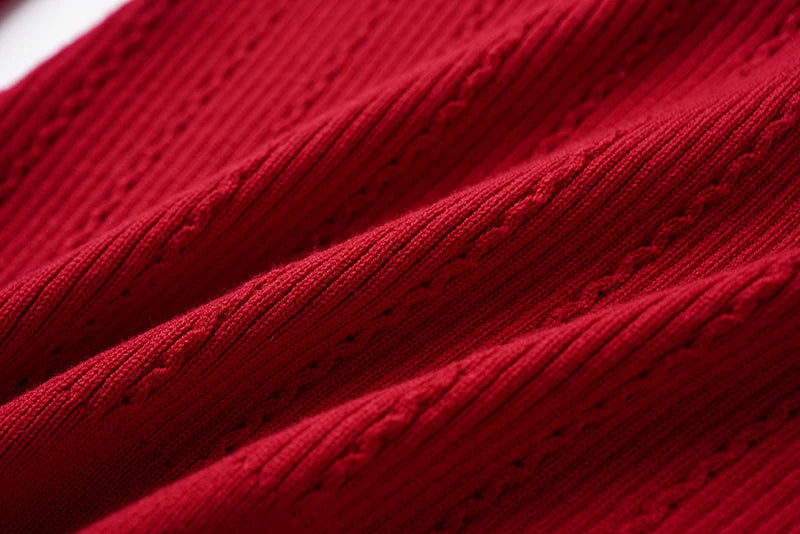 Top Sia in lana a maniche lunghe in rosso