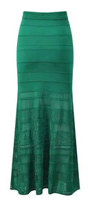 Elegant Knit Hollow Out Ruffle Crop Top and Long Skirt Set