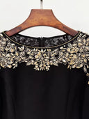 Rhinestone Beaded Midi Dress