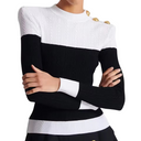 Slim Fit O-Neck Pullover Top with Button Detail