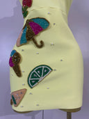 Limoncello Escape Embellished Mini Dress
