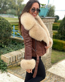 Joy Fox Fur Genuine Leather Jacket